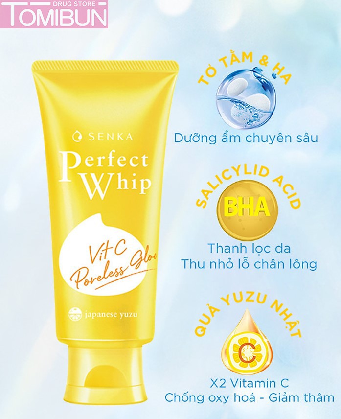 SỮA RỬA MẶT DƯỠNG TRẮNG SENKA PERFECT WHIP VIT C PORELESS GLOW 100G